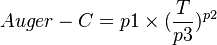  Auger-C = p1 \times (\frac{T}{p3}) ^{p2} 